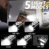 3LED+COB Super Bright Mini Flashlight USB Rechargeable,SD5304 5 Modes Pocket Torch with Clip for Outdoor Camping Emergency