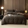Egytian Cotton Chevron Bronze Fluid Bedding Set Fitted Sheet DUVET COVER PILLOW CASE Europe Double Full King Size Bed Linen Set