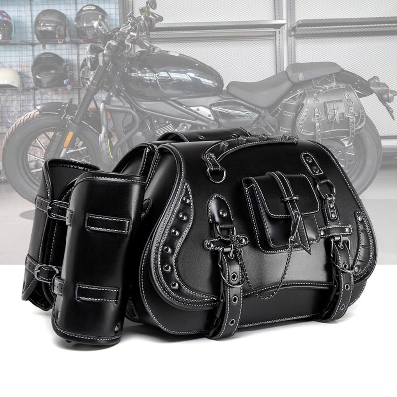 1 Pair Retro Punk Style Saddlebag Motorcycle Tool Bag Waterproof Travel Luggage Storage Bag Motorbike Over Saddlebag