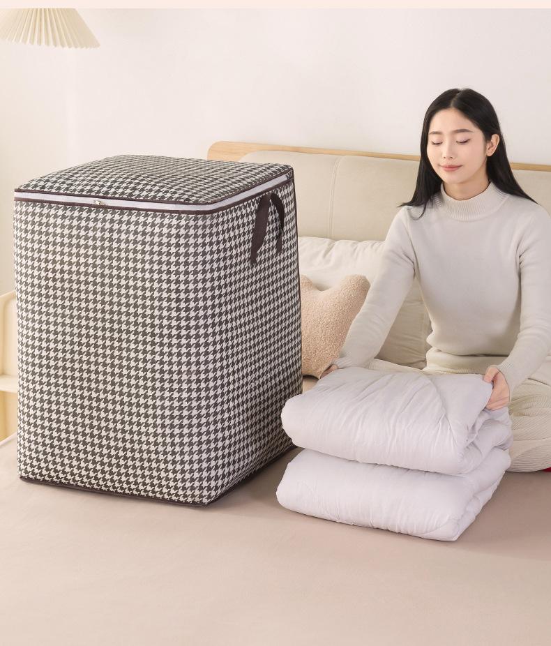 Borsa per Trapunta a Griglia Mille Uccelli Grande Capacità Sacca Antipolvere per Trapunta Borsa Portaoggetti per Vestiti Cesto Portaoggetti Portatile per Imballaggio Trasloco