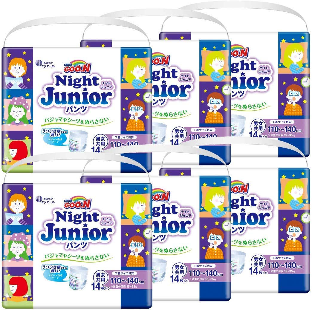 

Подгузники Super BIG Goon Night Junior, приблизительная высота 84 шт., 6 шт., унисекс, ночной подгузник, предотвращающий протекание во время сна [размер штанов] (Высота
