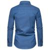 Men's Shirt Casual Long Sleeve Solid Color Men's Slim Fit Business Shirt Tide Two Pockets Cargo Shirts Men Design Simple