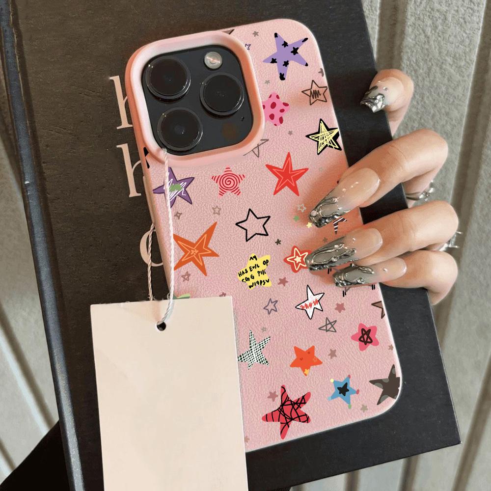 INS Cool Trendy Stars Lichee leather pattern Phone Case For Samsung S26 S25 S24 S23 S22 S21 S20 S10 Plus FE Ultra 4G 5G
