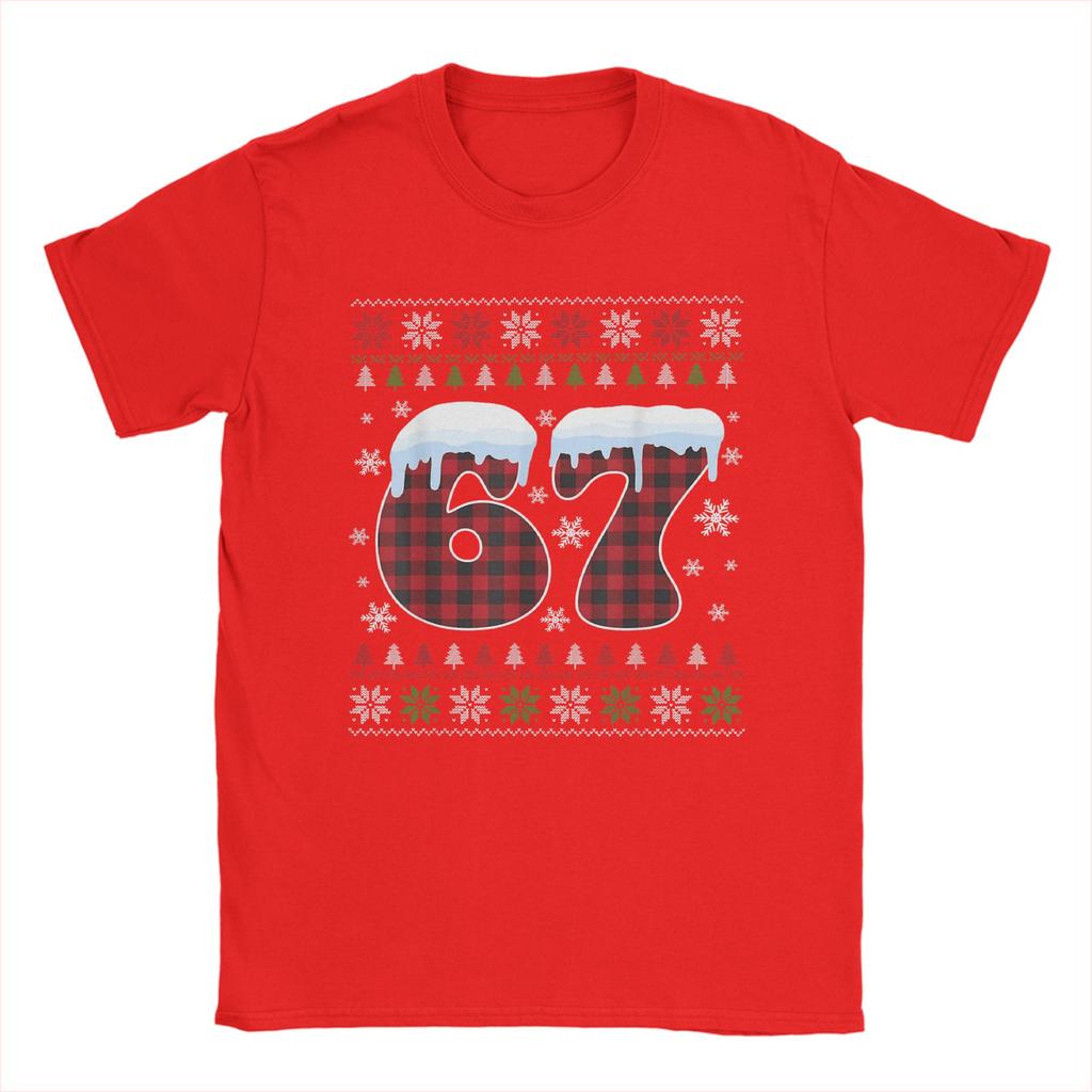 Funny 67 Six Seven Meme Brainrot Cringe Christmas T-Shirt Beach Cotton T Shirts For Man Harajuku Casual Tshirt Short-Sleeve Tees