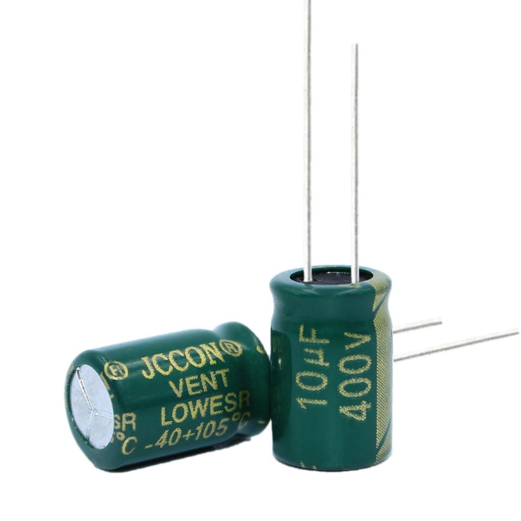 High-Frequency Low-ESR Capacitor, 400V 10uF, Green and Gold, Sizes: 8x12, 10x13, 10x17