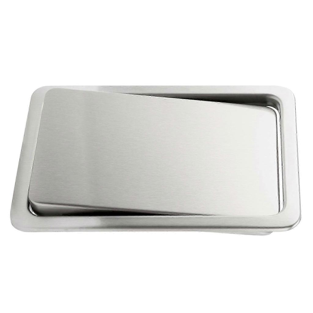 Stainless Steel Built-in Trash Bin Cover Flush Mount Kitchen Countertop Swing Lid Less
