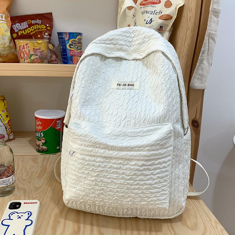 School Bag College Student Girl Primary School Student Solid Color Backpack Middle School Student High Quality Fashion Junior High School