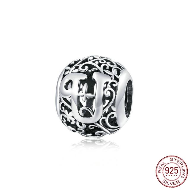 New 925 Sterling Silver Birthstone Heart Pendant Letter Series Bead Fit Original Fashion Charms Bracelet Women Jewelry Diy Gift