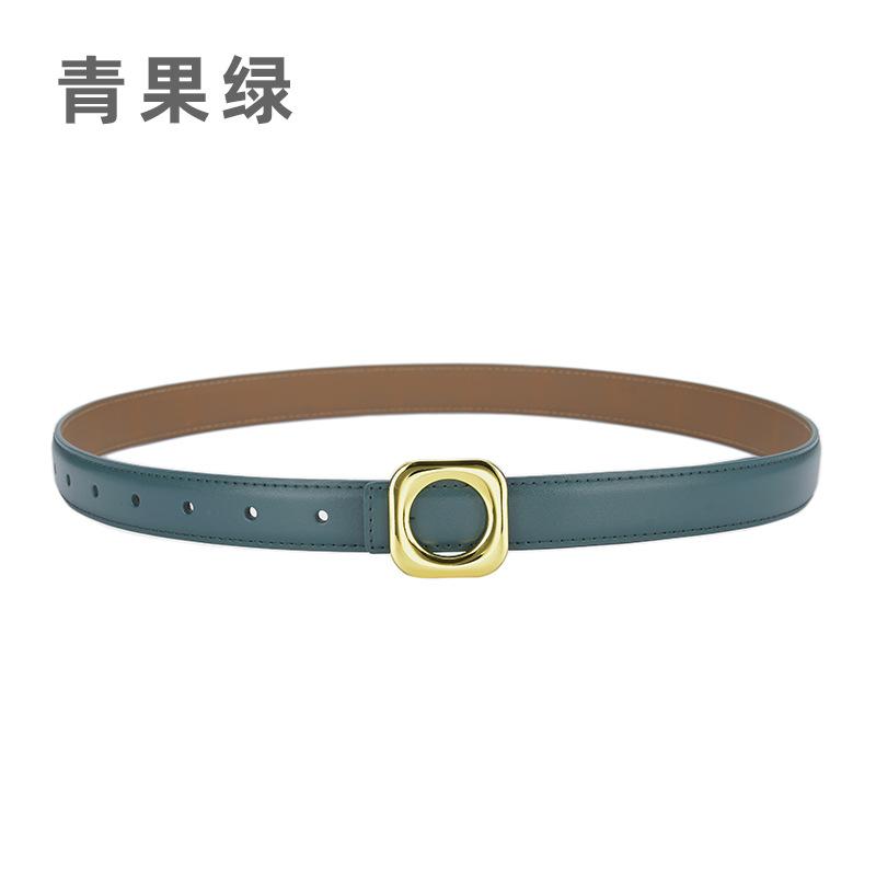 Four Seasons Available Belts Women'S Fashion Versatile Trendy Decoration Suit Leather Thin Belt Square Buckle Leather Ins Style Jeans Belt