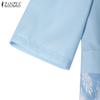 ZANZEA Robe d'été décontractée pour femme, col rond, manches courtes, imprimé patchwork