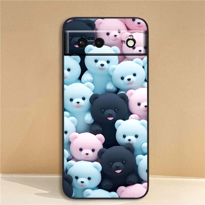 

Cartoon Animals Cute Phone Case For Google Pixel 10 9a 9 8A 8 7 7A 6 6A Pro XL 2024 5G Black Soft TPU Silicone Google Pixel 6a
