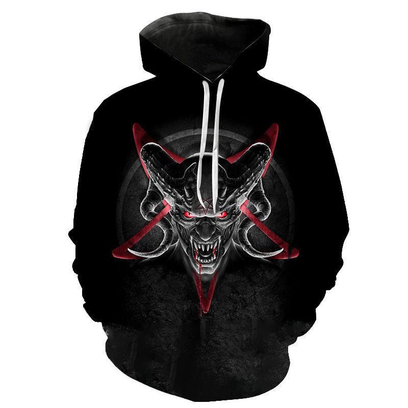 Autumn 3D Skull Printed Hoodies Fashionable Casual Sports Long Sleeved Men's Hooded Sweatshirts
