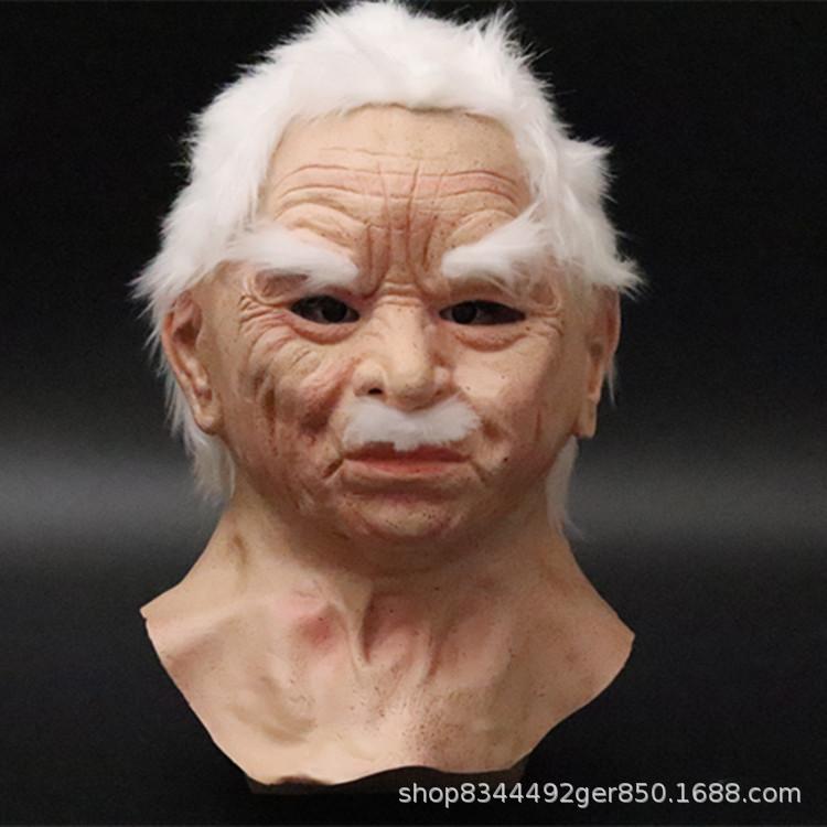 Weißbärtige alte Mann Maske, Weihnachtsmann Maske, Kopfbedeckung, neue Halloween kahle alte Mann Maske, Perückenmaske