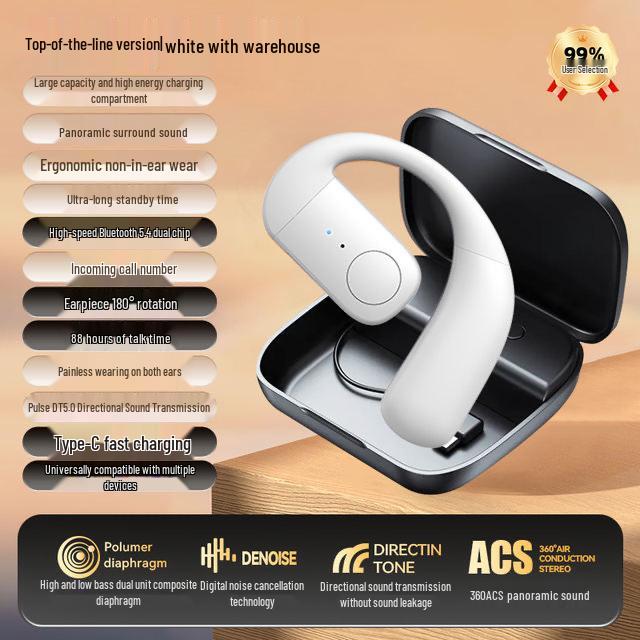 In-Ear Bone Conduction Wireless Bluetooth Headphones: Sweatproof, Ultra-Long Battery, for Running & Sports, Compatible with Apple & Android.