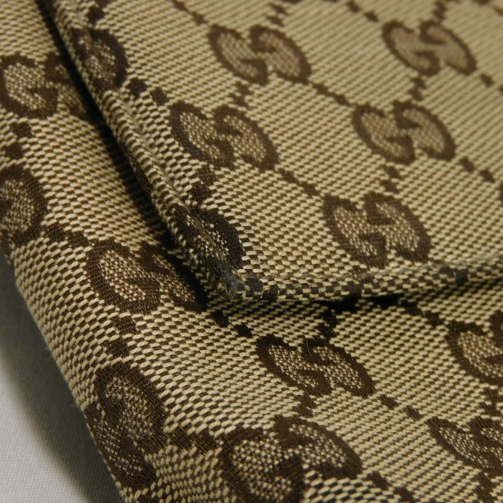 Used 9539 GG Canvas Waist Bag 146304 7929 Calfskin Brown Waist Pouch Shoulder Bag with Embossed Logo Beige Men's from