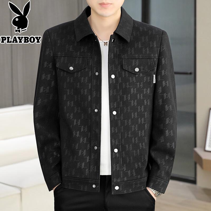 PLAYBOY Men s Casual Print Lapel Jacket 4XL