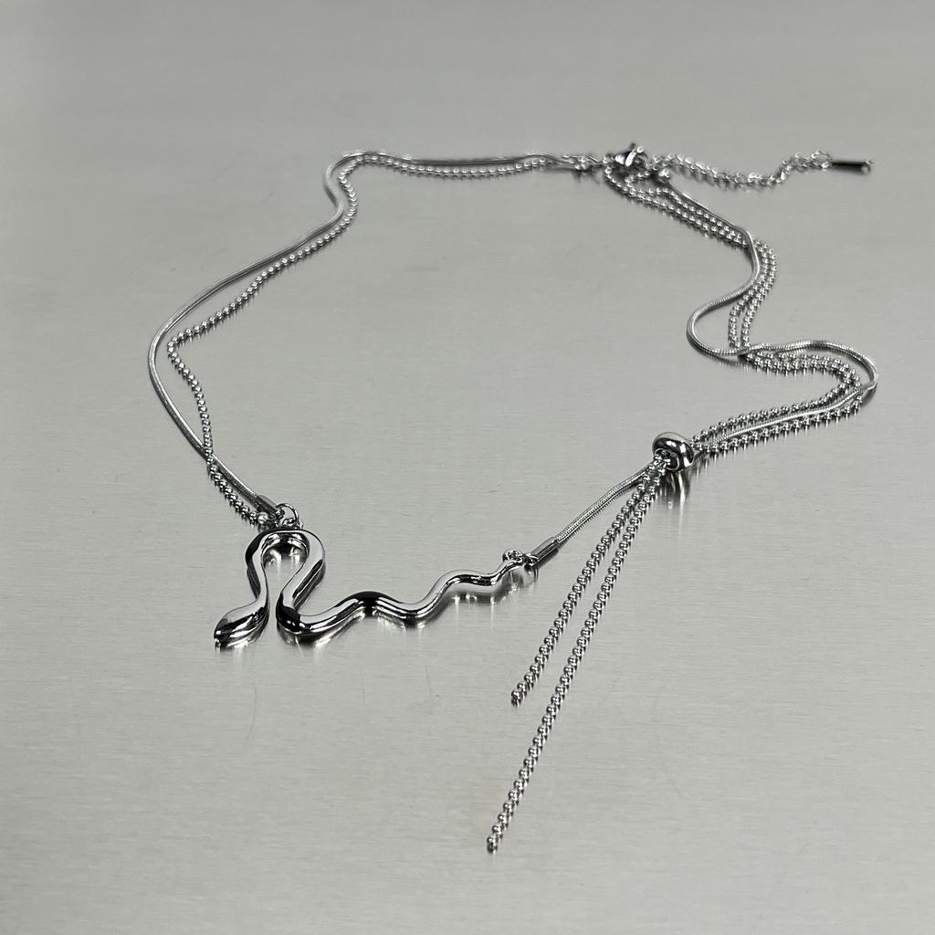 Double chain snake necklace female tide ins hip hop cold wind personalized accessories design collarbone chain