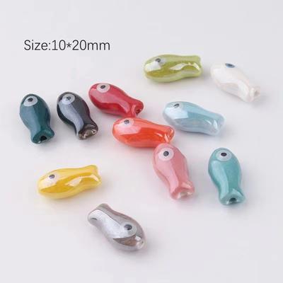 10 Stück Retro Kleine Fischperlen Charms Keramik Spacer Lose Perlen Für Schmuckherstellung Handwerk Handgemachtes Diy Armband Zubehör