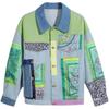 Damen Frühling/Herbst Farbblock Denimjacke mit Einzigartigem Einzigartigem, Kurze Freizeitjacke