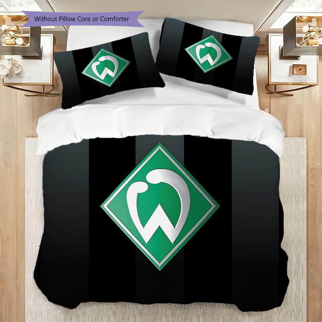 SV Werder Bremen Vzorované povlečení Sada prošívaných dek a povlaků na polštáře Domácí dekorace Dárek k narozeninám (1 * povlak na peřinu + 2 * povlak na polštář, bez jádra)