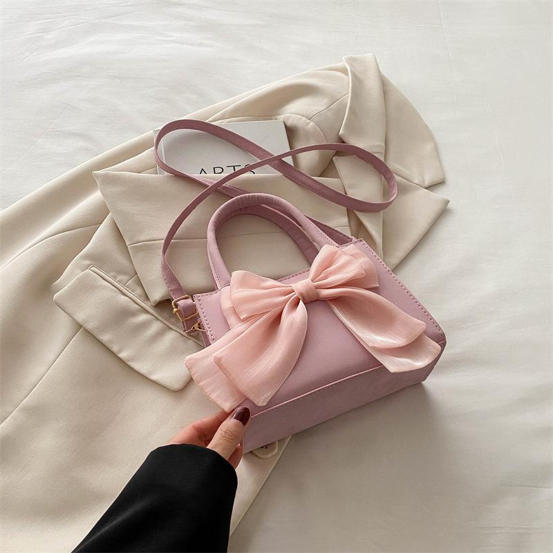 Bow Fashion Korean Version Handbag 2025 Spring and Summer New Versatile Ins Shoulder Messenger Bag Gentle Small Square Bag