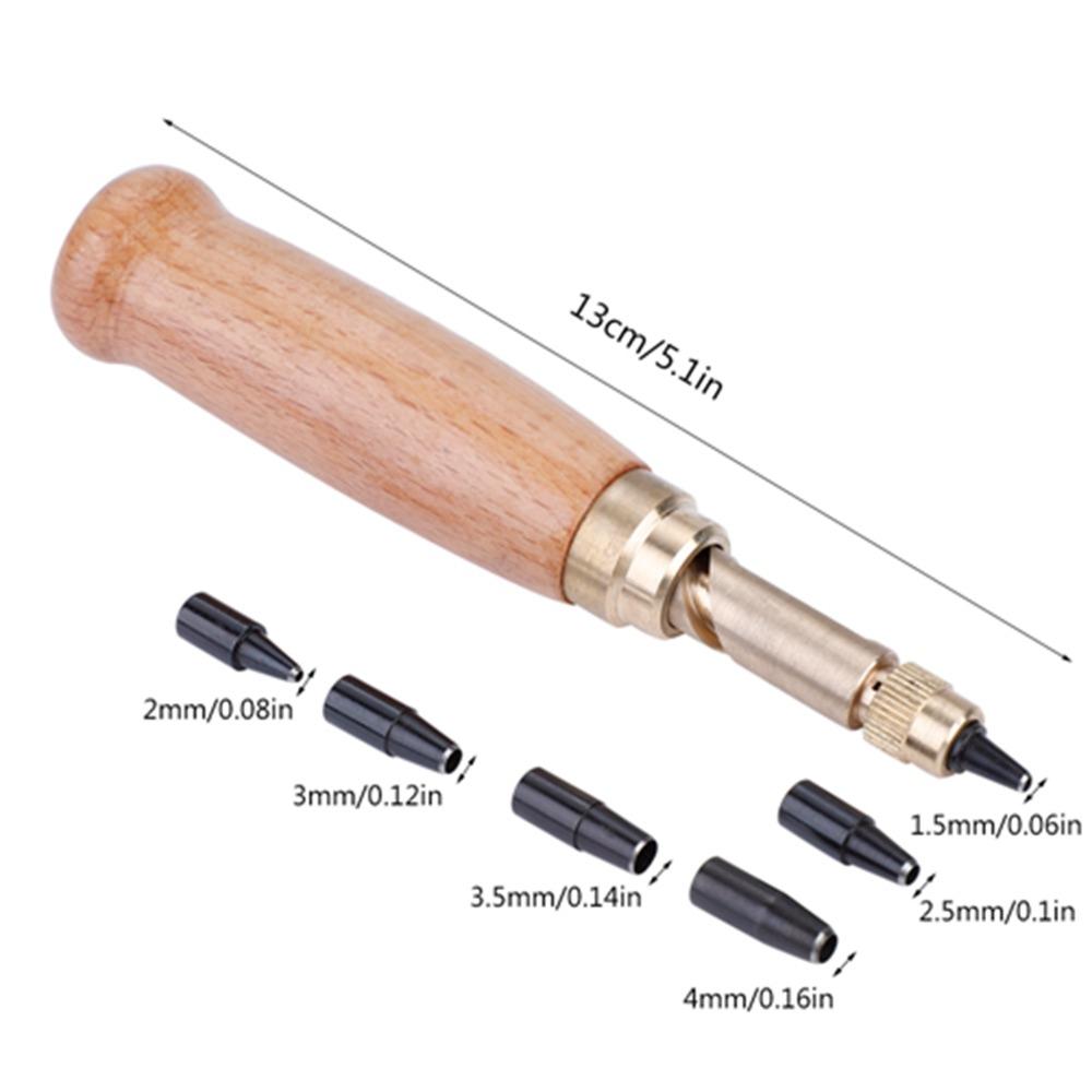Holzgriff Verstellbarer Locher 1,5 mm - 4 mm Spitzen Drehbarer Handlocher Für Ledergürtel