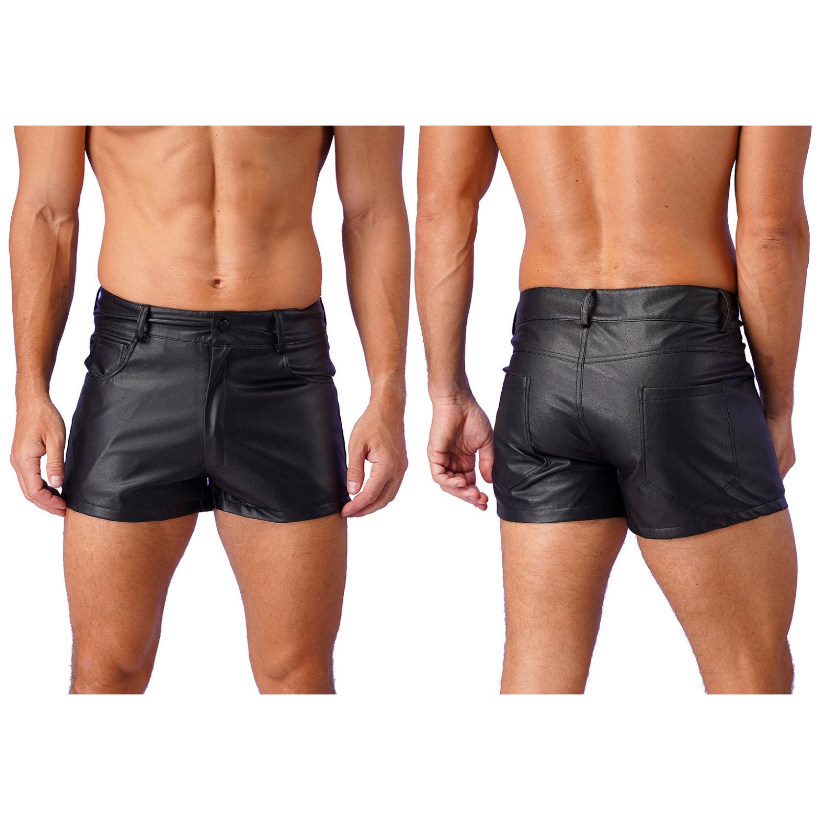 

Чоловічі шкіряні повсякденні штани Вузькі труси з повною підкладкою, боксери, низ із застібкою для фестивалів, клубний одяг для танцю на пілоні XL чорний