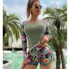New Long Sleeve Surfing Wetsuit Digital Print Flat Angle Bikini Set Women's Swimming Costume Diving Suit