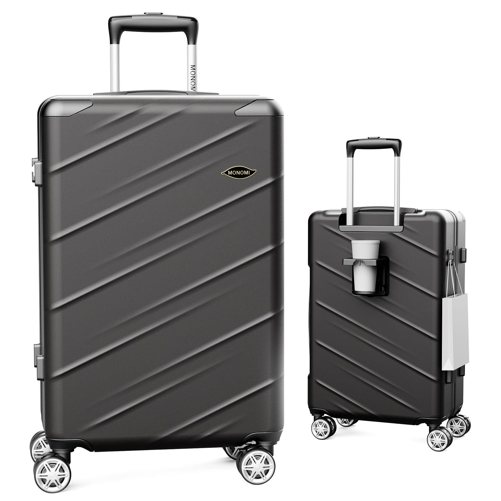 

Carry with Cup 360 Degree Double Zipper TSA Overseas Business Trip S Be Carried [MONOMI] Suitcase, Case, Carry-on, Large, Lightweight, Carry-on Bag, чорний