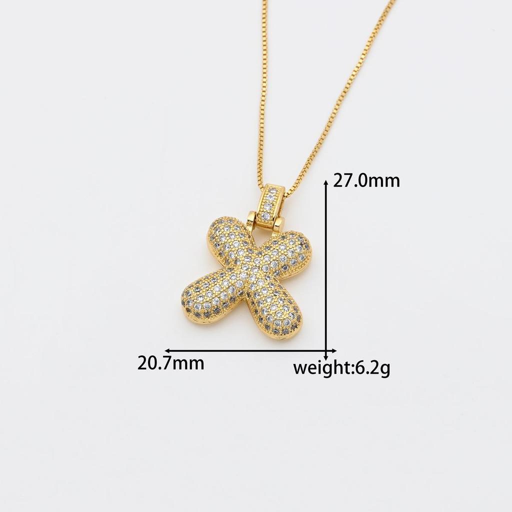 Copper Micro-Inlay 26 Letters Hip Hop Cross Pendant Jewelry Accessories