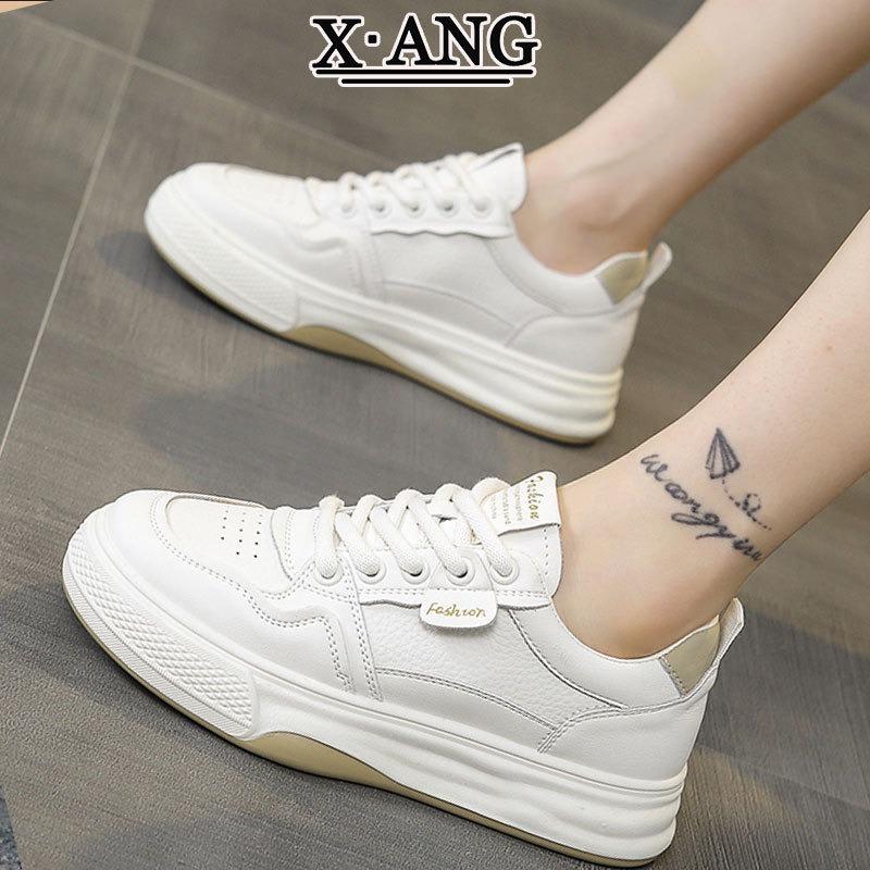 Leather little white shoes women's shoes spring and summer new soft soles not tired feet single shoes platform casual sports board shoes