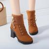Damen Designer High Heels Schuhe Winter Warm Rutschfest Block Kuhveloursleder Warme Schneestiefel Mode Kristall Plüsch Goth Botas
