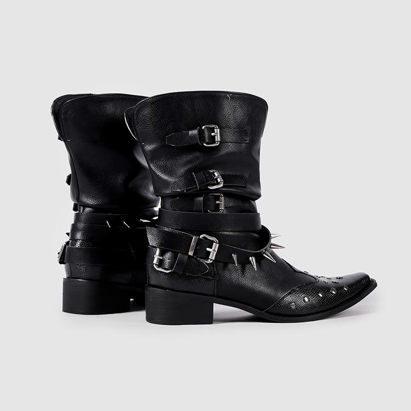 

Ретро вышитые остроносые ковбойские сапоги в западном стиле женские 2025 весна и лето новая толстая подошва универсальные сапоги-рыцари сапоги-чулки 40