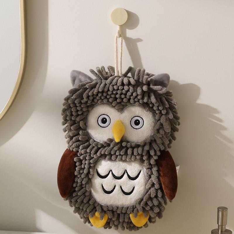 New Cartoon Animal Chenille Hanging Thick Absorbent Hand Towel for Kitchen Bathroom and Household Use