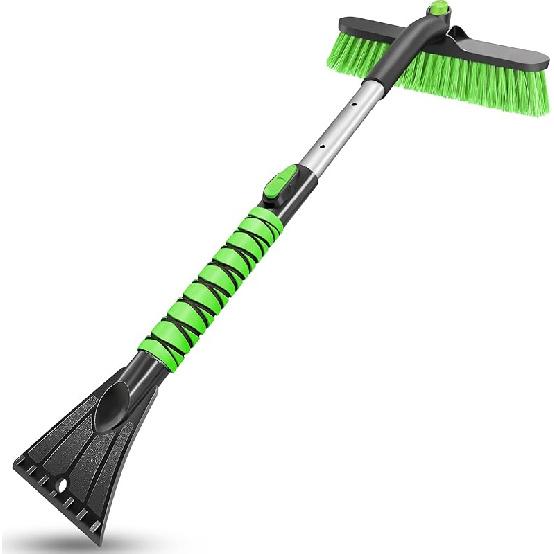HEEYA Ice Scraper With 12.6 Inch Large Brush Head, Extendable Ice Scraper And Snow Brush For Car Windshield Window, Portable Car Scraper Snow Brush