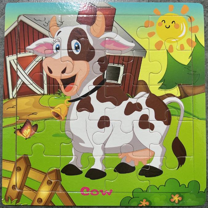 20-Piece Wooden Kids' Puzzle Board - Cartoon Animals