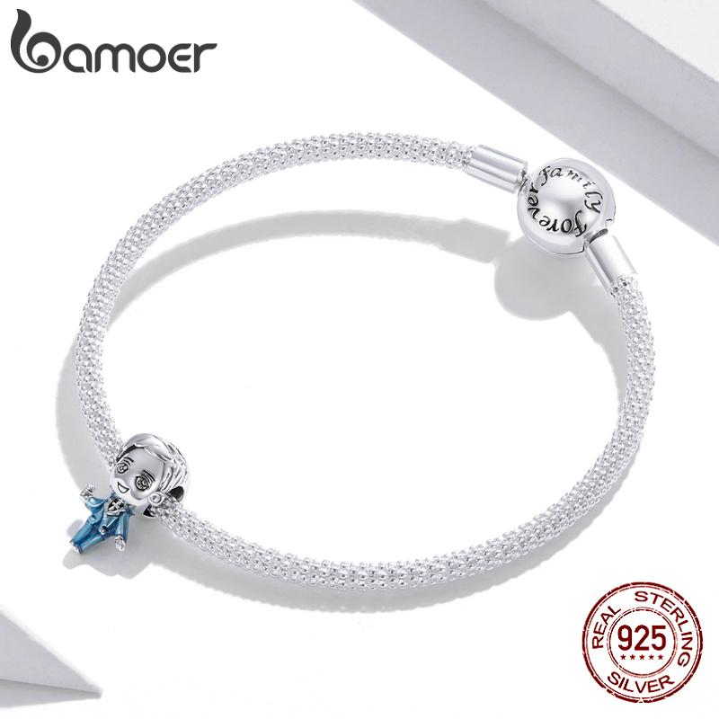 BAMOER 925 Sterling Silver Family Love Wedding Groom Charm  Pendant for Original Bracelet DIY Jewelry