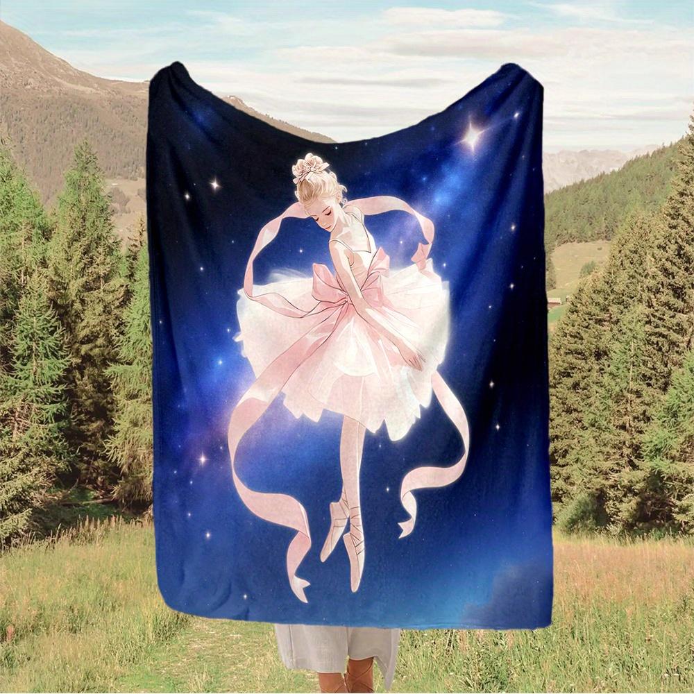 1pc Dancing, Celestial, Graceful Digital Printed Flannel Blanket, Super Soft Plush Fleece Bed Cover, Multipurpose Four Season Blanket for So