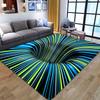 3D Optical Illusion Rug Blue Green Stripes Flannel Printed Carpet Modern Living Room Floor Mat Home Decor Artistic Design