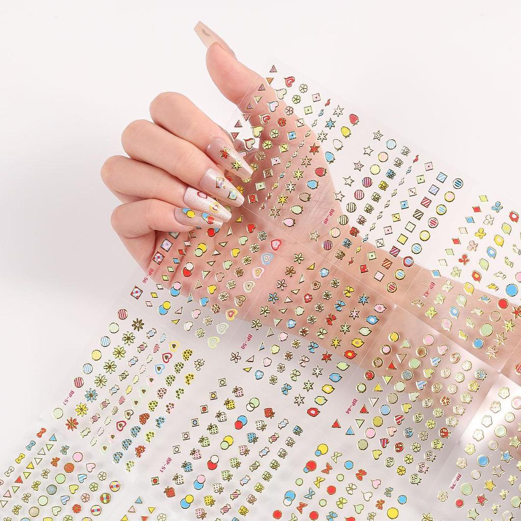 Gold 3D Self-Adhesive Full Cover Nail Stickers for Kids - Wearable Manicure Decals