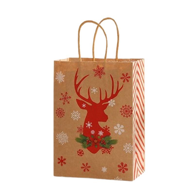 

60PCS Christmas Gift Bags Kraft Paper Packaging Bags Handbags Festive Mobile Storage Bags Christmas Decoration Materials 1Bag-12PCS