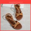 Beach Sandal For Women Summer Flat Pu Rubber Casual Slip On With Metal Decor