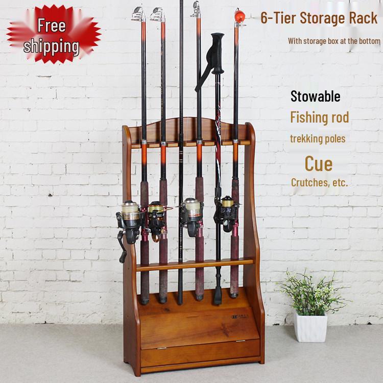 American Style Solid Wood Fishing Rod Display Rack - Thickened Sea & Taiwan Fishing Rod Holder