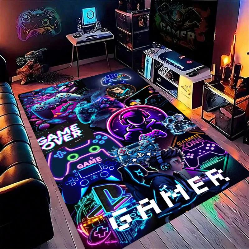 Gaming for Boys Room Gamer Casual Carpet with Controller Design Rug for Game Room Bedroom Decor Machine Washab Mat