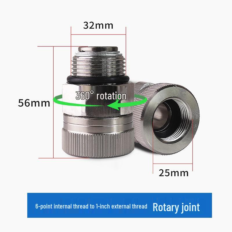 Złącze obrotowe 360° ze stali nierdzewnej i aluminium, pasuje do rur olejowych 1/2", 3/4", 1"