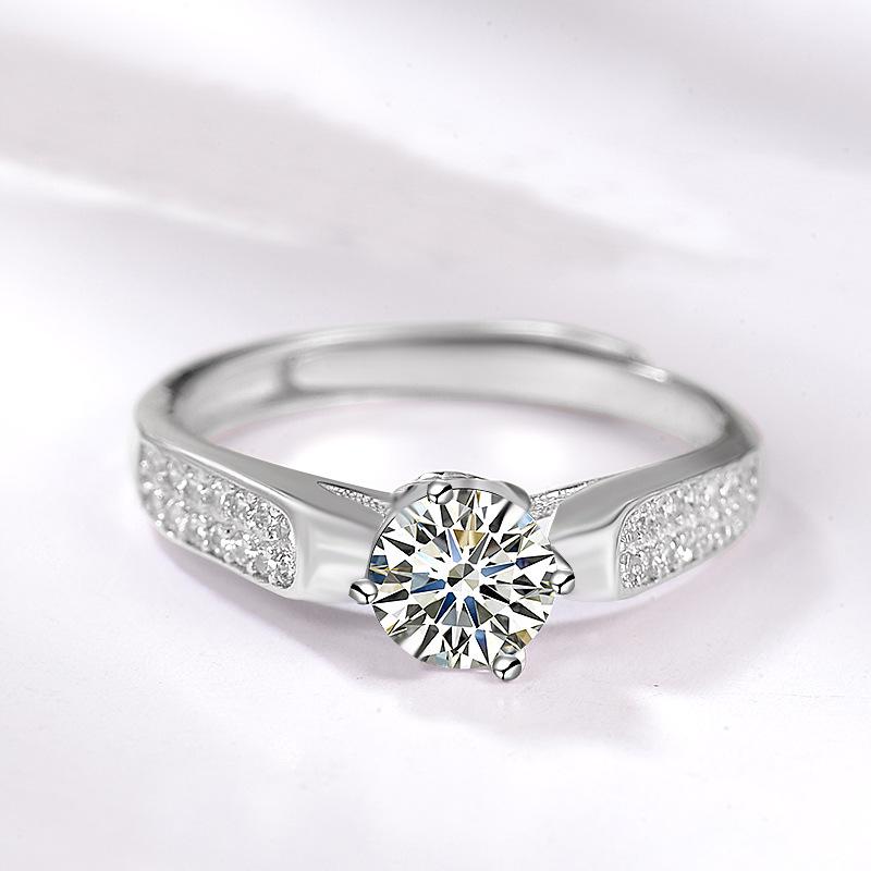 S925 Sterling Silver Romantic Simulated Diamond Open Band Ring for Women - Elegant Gift for Girlfriend.