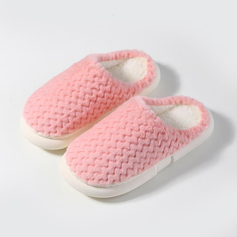 2025 new cotton slippers fashionable and simple imitation rabbit fur solid color indoor home stepping on shit couple wearing hair mop