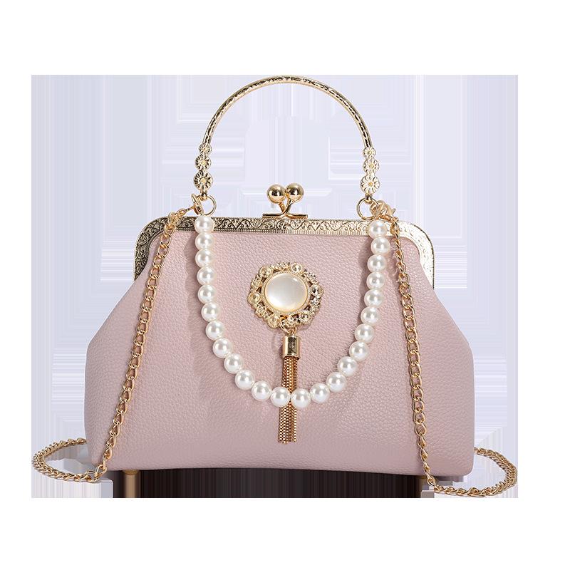 2026 Pearl Chain Crossbody Bag Small Square Bag