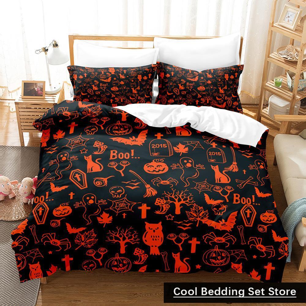 New Halloween Flying Vampire Bedding Set Single Twin Full Queen King Size Bed Set Adult Kid Bedroom Duvetcover Sets Anime Bat
