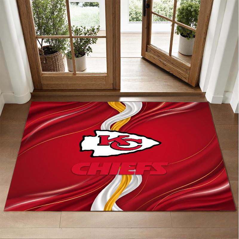 Kansas City Chiefs Design Crystal Velvet Rug Soft Decorative Mat for Bedroom Entrance